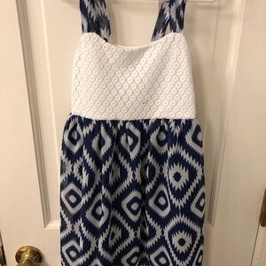 Blue and White Patterned Dress